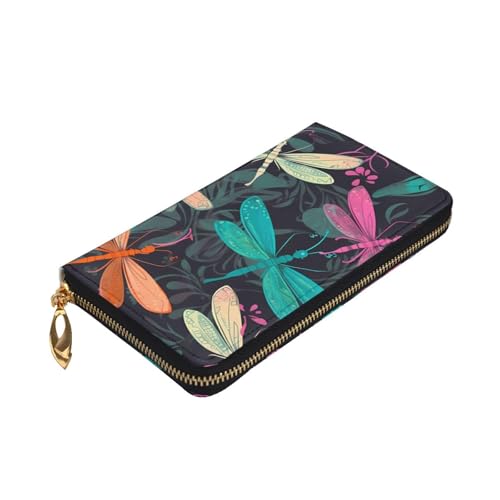 Cute Dragonfly Wallet For Women Men Clutch Rfid Blocking Leather Wallets Large Capacity Purse Credit Card Holder Money Case With Zipper Phone Holder Long Travel Purse3