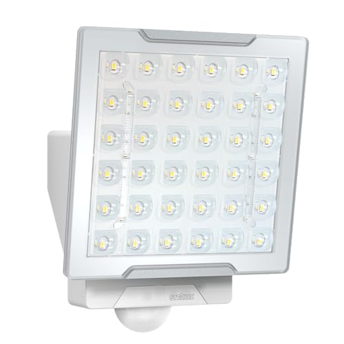 Steinel LED Strahler XLED PRO Square XL S weiß, 240° Bewegungsmelder, 3770 lm Flutlicht, 47 W Fluter mit Nachtlicht, Dauerlicht