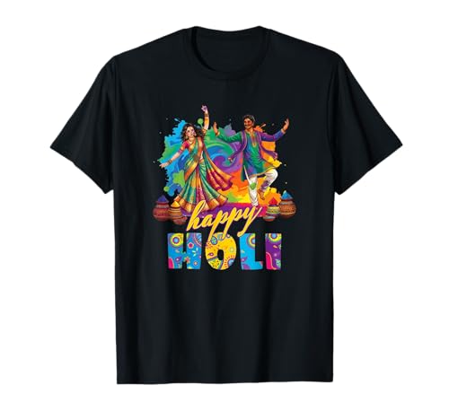 Happy Holi Colorful Festival Dance Celebration Design T-Shirt