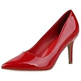  SCARPE VITA Damen Spitze Pumps Stiletto High Heels Party Schuhe Lack Abendschuhe Elegante Absatzschuhe 188969 Rot 39