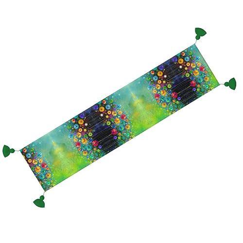 Chemin de table rustique en tissu imprimé de fleurs abstraites colorées - 6