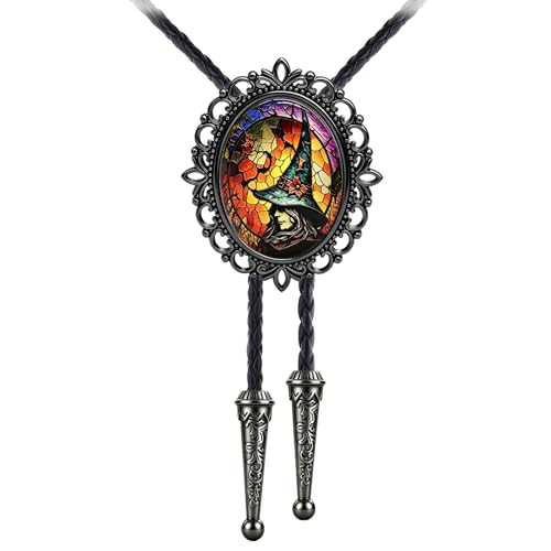 Image of Jeilwiy Bolo Tie for Men Western Cowboy Gothic Bolo Tie Necklace Halloween | Glow in Dark Bolo Tie for Men Women, 3D Halloween Bolo Tie, Gothic Western Ties, String Ties for Men Rodeo Leather Necktie