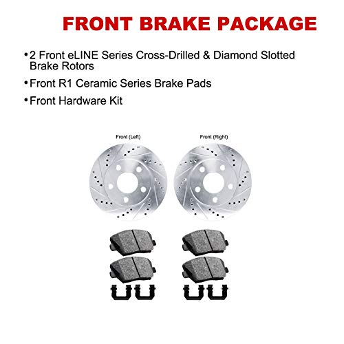 R1 Concepts Front Brakes And Rotors Kit |Front Brake Pads| Brake Rotors And Pads| Ceramic Brake Pads And Rotors |Hardware Kit |Fits 2007-2020 Acura Mdx, Rlx, Zdx, Honda Pilot #TOP3