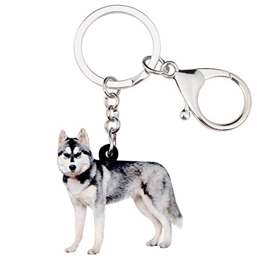 WEVENI Acrylic Siberian Husky Keychain Dog Jewelry For Women Girl...