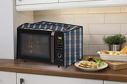 Image of Stylista Microwave Oven Cover for LG 28 L Convection MC2886BRUM Checkered Pattern Grey