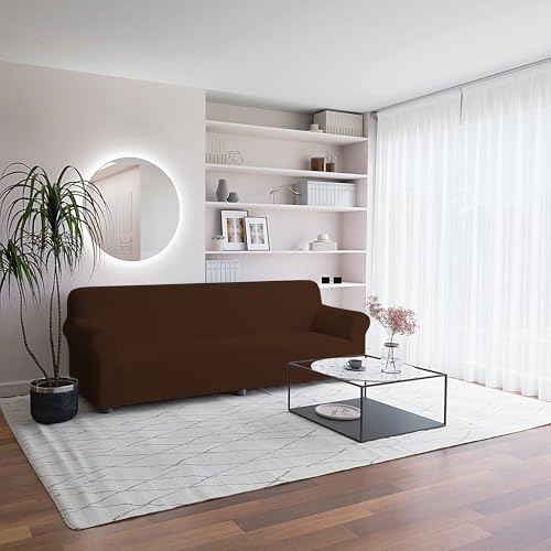Italian Bed Linen Piu Bello Housse de canapé Bi-élastique, Marron, 4 Places