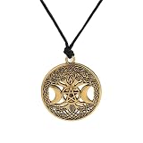 Genérico Diosa de la Triple Luna Wicca Pentagrama Magia Amuleto sobrenatural Collar Mujeres Árbol de la Vida Collares de la Luna Colgantes