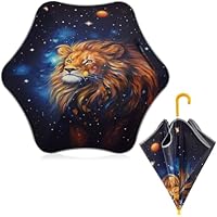 ALAZA Star Lion Space Kids Umbrella Stick Umbrellas Cute Umbrella for Boys Girls Toddler UV/Sun Rain Windproof