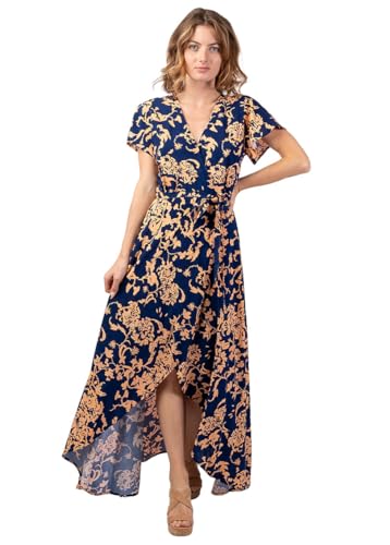 Robe longue Sakura manches courtes motif ethnique imprimé