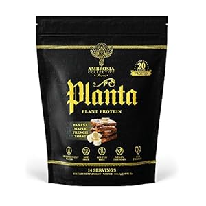 Ambrosia Planta – Premium Organic Plant-Based Protein | Vegan & Keto Friendly | Gourmet Flavors with No Bloating or Stomach Upset | No Added Sugar | 14 Servings | (Banana Maple)