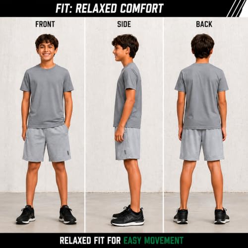 Image of AEROPOSTALE Boys Shorts Set 4 Piece Shirts & Mesh Basketball Shorts | Soft Breathable Fabric, Relaxed Fit, Quick-dry Mesh, Moves With Active Play, Layers Easily, Machine Washable