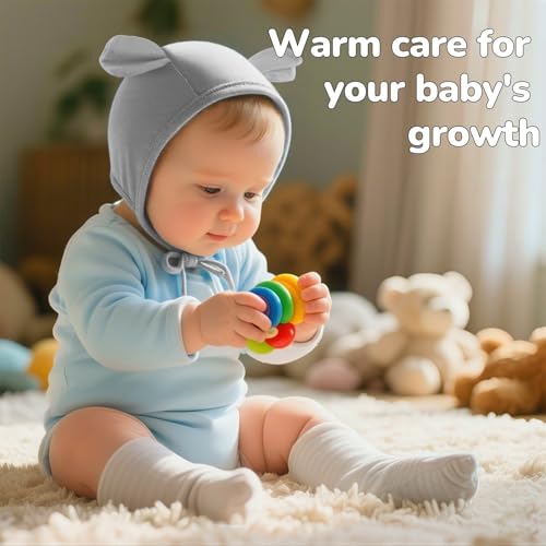 Image of JANGANNSA Newborn Baby Hospital Hat Infant Set Head Cap Lovely Ears Belt Beanie 0-8Months