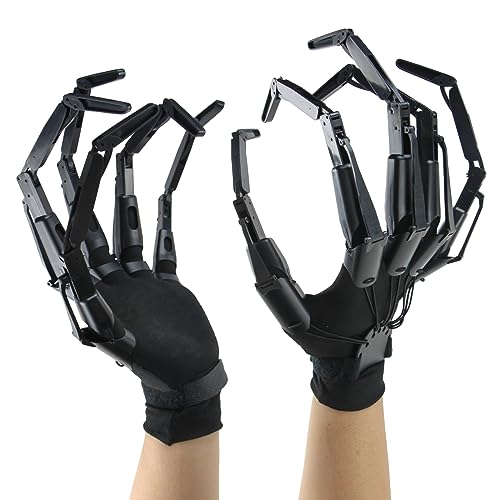 Magoog Halloween Articulated Fingers with Gloves Halloween Fever Cosplay Costume Prop Articulated Finger Extensions Skeleton Bone Claw Hand Fits Most Fingers Sizes
