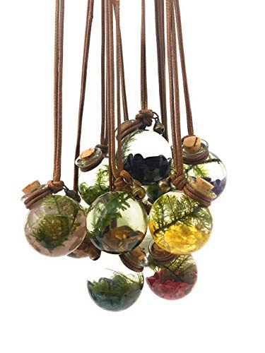 Orbling Peridot Olivine - Living, Miniature Aquarium Necklace - Terrarium Ecosphere Pendant | Live Plant Jewelry - Thumbnail 2