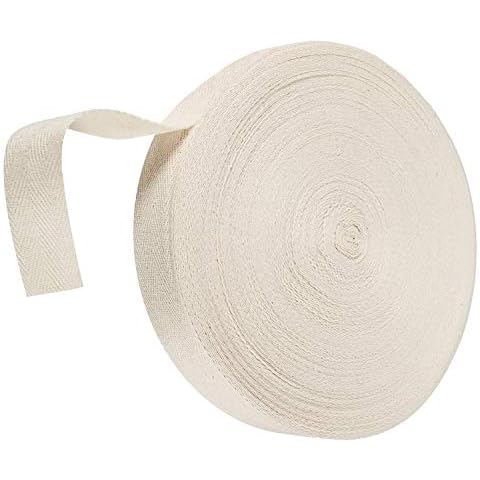 Abbaoww 55 Yards Twill Tape Ribbon 1 Inch 100% Cotton Herringbone Webbing Tape Sewing Twill Ribbon for DIY Crafts Sewing, Natural Cover
