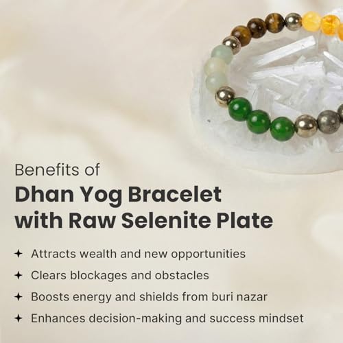 Image of Astrotalk Dhan Yog Bracelet |Attracts Wealth & Prosperity | Manifest Wealth with Citrine, Jade, Tiger Eye, Clear Quartz & Pyrite Stone | Bracelet for Man & Woman | Gift for Man & Woman