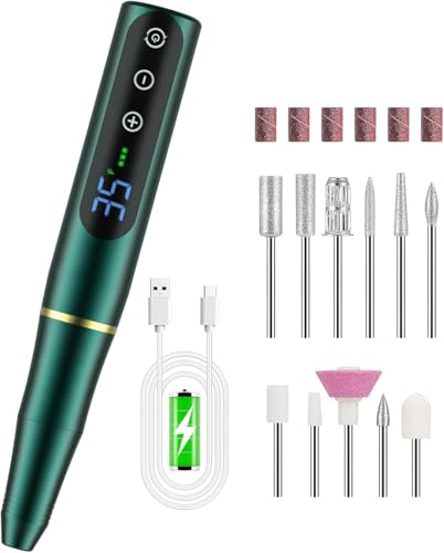 Torno Uñas Profesional 35000 RPM,NAILGIRLS 11 en 1 Torno de Uñas Nail Drill Machine,Torno para Uñas acrílicas Recargable por USB,Torno Profesional para Manicura y Pedicura Electrico para Salón DIY
