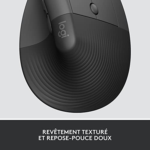 Logitech Lift for Business, Souris Ergonomique Verticale, sans Fil, Bluetooth ou Logi Bolt USB sécurisé, clics Silencieux, certifiée dans Le Monde Entier, Windows/Mac/Chrome/Linux - Graphite
