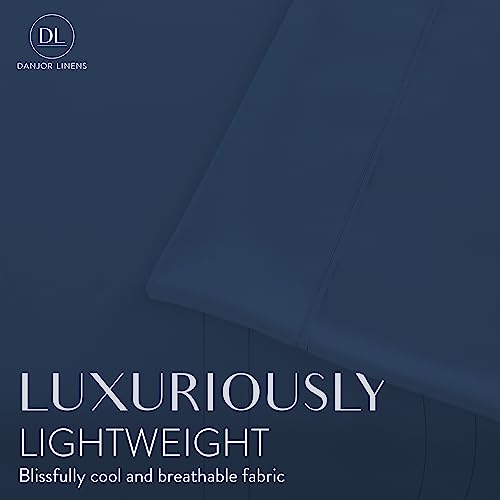Danjor Linens Bed Sheet Set Full Size for Teens, Hotel Premium Sheets with 4 Pillowcases, Lightweight Brushed Microfiber Deep Pockets, Breathable Cooling 6 Piece Bedding Sets, Navy