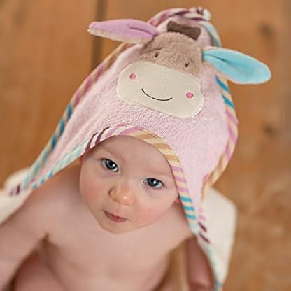 Fehn 081428 Kapuzenbadetuch Esel Monkey Donkey – Bade-Poncho aus Baumwolle mit niedlichem Esel für Babys und Kleinkinder… – Bild 3