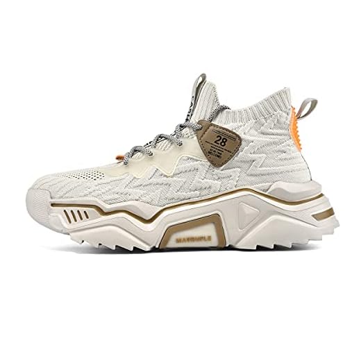MATRUPLE Mens Fashion Sneakers High Top Casual Shoes Athletic Walking Mesh Comfortable Sports Shoe Beige