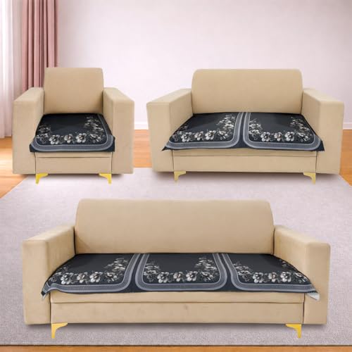 Image of Homerz Premium 'Luxe Series' Holland Velvet Sofa Cover | Smooth Finish | Anti-Skid Fleece Backing | Soft Touch Couch Protector for Living Room (Grey, 6 (3+2+1) Seater, Only Seat Cover)