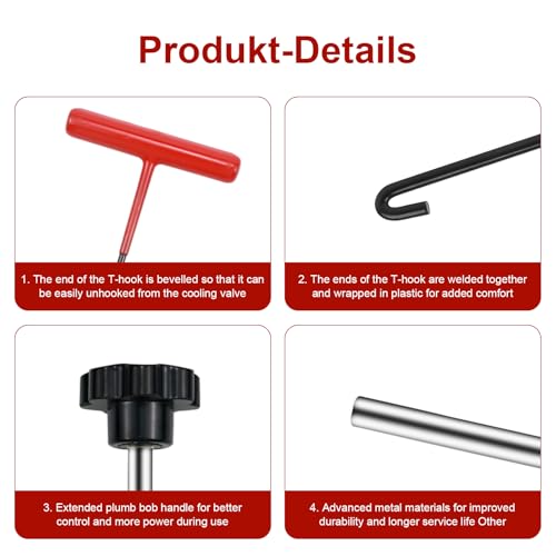 Puasok 22 Piezas Herramientas para Válvulas de Neumáticos Set,con Válvula de Goma TR413 TR414,Que Incluye Extractor de Válvulas,Herramienta de Gancho,para Coches, Camiones y Motos (Negro y Rojo) - imagen 3