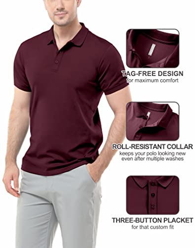 33,000Ft Men's Golf Polo Shirts Short Sleeve Dry Fit Casual Workout Sports Athletic Tennis Performance Collared T-Shirt #TOP1