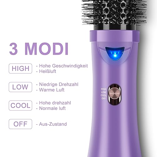 One-Step Hair Dryer Brush, PARWIN PRO BEAUTY Blow Dry Hair Brush, 4 in 1 Hot Brushes for Hair Styling, Drying, Volumizing, Straighten, Negative Ion Care Hot Air Brush, 1000W, Purple - Image 5