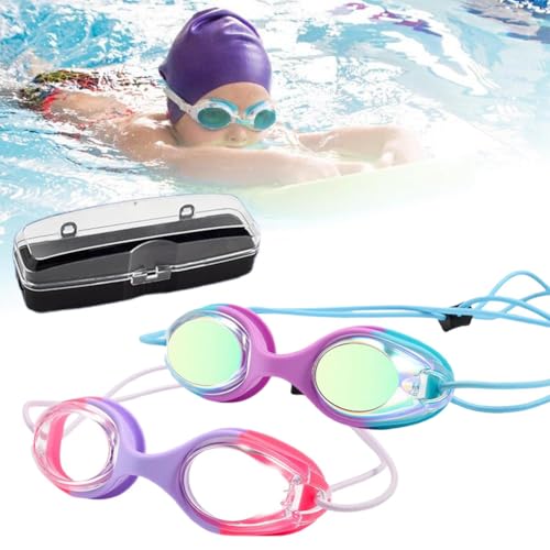 Swim Goggles with Bungee Strap for Kids No Leaking Anti Fog Kids Swimming Goggles for Youth Adult with Quick Adjust,HD View
