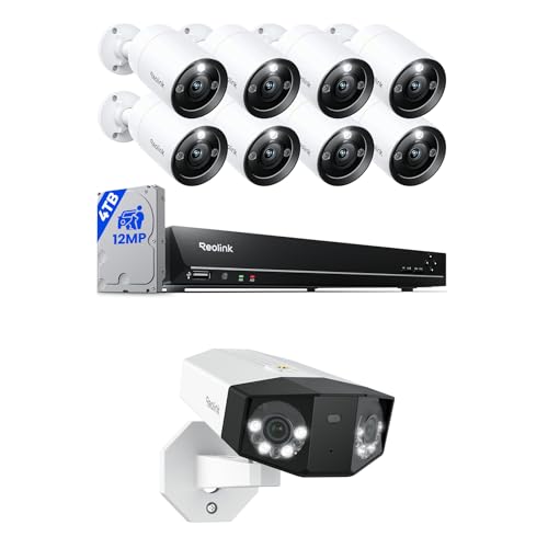 REOLINK 12MP IP Security Camera System RLK16-1200B8-A Bundle, Two-Way Talk, Color Night Vision, Person/Vehicle/Pet Detection, 4TB HDD 16CH NVR, with 1