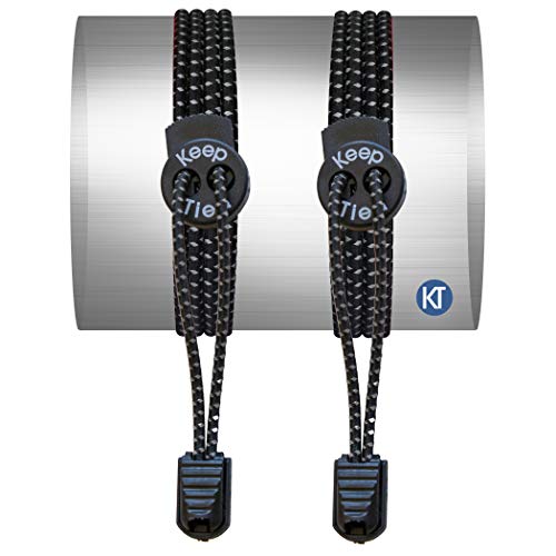 KeepTied Elastiska skosnören utan knytning – reflekterande, Svart, En storlek