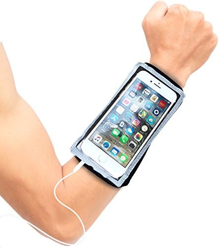 MyBand Phone Holder for Running - Fits for iPhone 13/13Pro,14/14Pro & XS - Does Not Fit for iPhone Max & Plus - Case Free Design - Zipper Pouch - Sm Forearm 5" to 10" - Machine Washable Knitted Cloth - Running Band iPhone