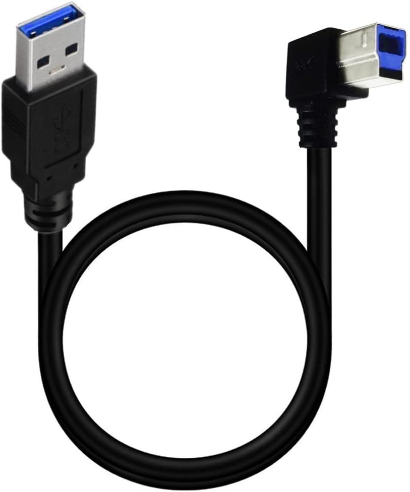 USB 3.0 Printer Cable, USB 3.0 Type A Male to Type B Male Plug 90 Degree High Speed Printer,Monitor,External Hard Drivers,Scanner - 50cm/1.5Ft (3.0 A to B Down Angle)