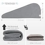 TENSTARS 5 Pack Thicken Microfiber Hair Towel Wrap for Women - Elastic Loop Design - 320GSM Coral Velvet - Quick Dry Hair Turban - 11x28 Inch (Grey+Pink+Brown+FrozenBlue+FrozenBerry) - Image 2