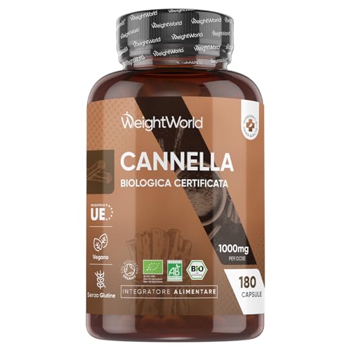 Cannella Biologica in Polvere, 180 Capsule Vegane (3 Mesi di Fornitura), Cannella in Polvere 1000mg Certificata dalla Soil Association, Cinnamomum Verum, Senza Glutine né Lattosio, Prodotta in Europa