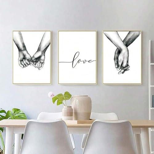 Impression sur toile Amour line art dessin au trait affiche noir et blanc décoration murale salon