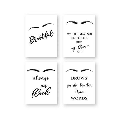 DNJKSA Beauty Salon Vanity Decor Brows Eyebrows Microblading Canvas Painting Modern Makeup Posters and Prints Wall Pictures-30x42cmx4Pcs-No Frame