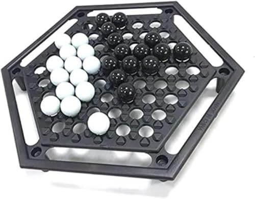 BQQB チェス風テーブルゲーム「アバロン」セット - ファミリー向け知的開発ゲーム、デスクトップやホームで遊ぶ大理石戦略ゲーム (ブラック)