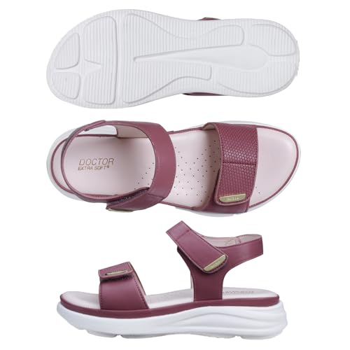 Image of DOCTOR EXTRA SOFT Women's Ultra Lightweight Sandals with Memory Foam Cushion|Stylish & Comfortable|Casual & Non-Slip|Diabetic & Orthopedic Flip Flops with Adjustable Strap Ladies & Girls New-D-610