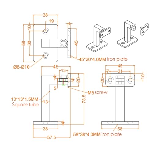 Supports de Rampe d'Escalier Orientables pour Fixation Murale Stable et Sûre