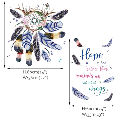 Vinilo decorativo atrapasueños para pared Boho plumas miniatura 5