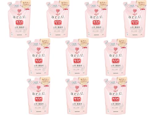 arau.(アラウ)台所用・食器用せっけん 詰替用 380mL 台所用 食器用 せっけん 植物成分 純植物性 無添加 食器洗い 泡立ち すすぎ 油汚れ (380mL×10パック)