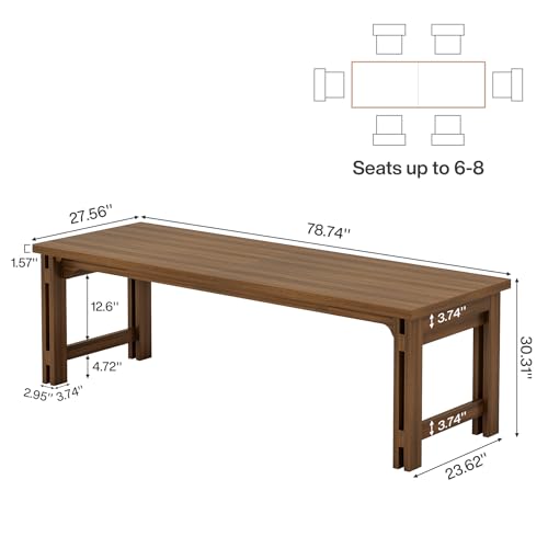 Tribesigns-7874-Inch-Long-Dining-Table-for-6-to-8-People-Rectangle-Kitchen-Table-Farmhouse-Dining-Room-Table-Wood-Dinner-Table-for-Kitchen-Dining-Room-Rustic-Brown Tribesigns 7874 Inch Long Dining Table for 6 to 8 People Rectangle Kitchen Table Farmhouse Dining Room Table Wood Dinner Table for Kitchen Dining Room Rustic Brown