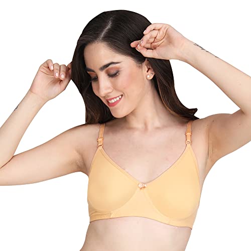 Image of Women Non Padded Bra - Made of Pure Cotton Full Coverage Non Wired Soft Cup for T-Shirt Saree Dress and for Everyday