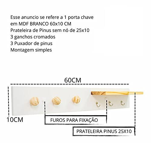 Cabideiro De Parede Decorativo Para Bolsas E Chaves (Branco)