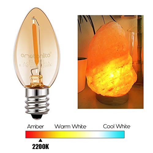 Night Light Bulbs, Emotionlite Amber Led C7 Bulb, 4W 5W 6W 7W Equivalent, E12 Candelabra Base, Salt Lamp And Nightlight Replacement Bulb, 0.5W, Amber Yellowish 2200K, 50Lm, Amber, 4 Pack #TOP4