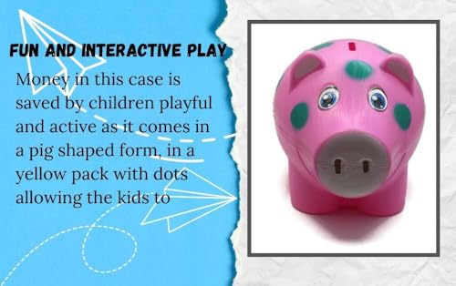 Image of Piggy Bank for Kids with Lock & 2 Keys - Pig-Shaped Polka Dot Coin Bank for Boys & Girls | BIS Certified Plastic Gullak | Money Saving Bank Gift Toddlers 3+ Years | Made in India (Pink)