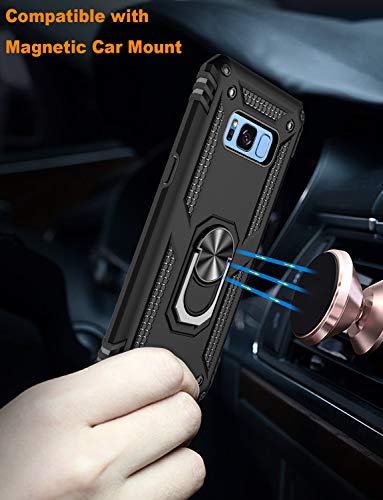 Galaxy S8 Case,(Not For Big S8+ Plus),Military Grade 16Ft. Drop Tested Cover With Magnetic Ring Kickstand Compatible With Car Mount Holder,Protective Phone Case For Samsung Galaxy S8 Black #TOP5
