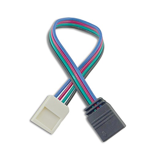 10mm (5050) Solderless LED Light Strip Connector Extension, Multi Color RGB - 6 Inch (4 Pack) Strip to 4 Pin Connector - for LED Strip Light & Tape Light in Kitchens, Cabinets, Shelving & More